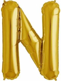 Utkarsh Solid Golden Color Alphabet (N) 3D Foil Letter Balloon