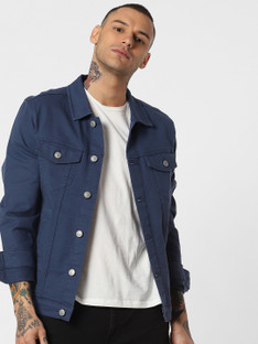 Full Sleeve Solid Men Denim Jacket 