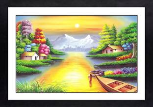Craftsfest Scenery Sunset Village Digital Painting Wall Reprint 11