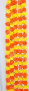 SHOPEE 5 Strands Artificial Fluffy Flowers Garlands for Decoration - Pack of 5 (orange) (5.6FT Each) Garland