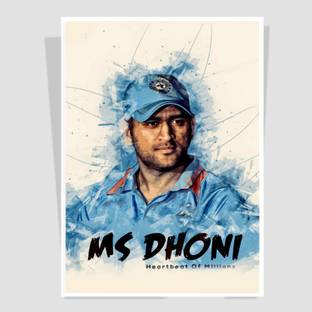 Indian Captain Ms Dhoni Decorative Wall Poster Mahendra Singh