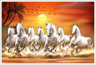 Lucky Seven Horses Running Vastu Paper Poster Paper Print - Animals posters in India - Buy art, film, design, movie, music, nature and educational paintings/wallpapers at Lucky Seven Horses Running Vastu Paper Poster Paper Print - Animals posters in India - Buy art, film, design, movie, music, nature and educational paintings/wallpapers at