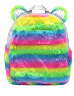 rainbow fur backpack