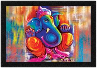 Art Amori Beautiful Multicolor Ganehsa Painting with Synthetic Frame Digital Reprint 14 inch x 20 inch Painting