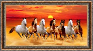 Seven Lucky Running Horses Vastu Wallpapers Canvas Print Art Medium Size Painting Poster For Living Room Bedroom Office Kids Room Hall Canvas Art Nature Posters In India Buy Art Film Design Movie Music Nature