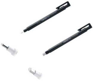 Square Tip 4 Refills Tombow Mono Zero Pen-Style Eraser Refill Round Tip Black Barrel - New 