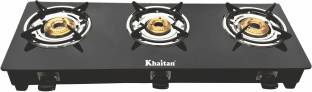 Khaitan 3 Burner BP-JIO Black Glass Manual Gas Stove
