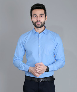 5TH ANFOLD Men Solid Formal Light Blue 