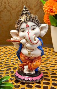Krishnagallery1 Dancing Flute Ganesa Marble Finish Statue Ganesh Ji Murti Love Couple Laxmi For Home Temple Poojanuse Decorative Gifted Item Statue Decorative Showpiece 15 Cm Reviews Latest Review Of Krishnagallery1 Dancing Flute