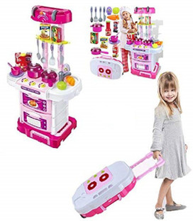 pink colour kitchen set
