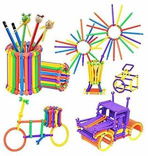 Temson Creative Assembled Plastic 125 Pcs Stick Straw Blocks