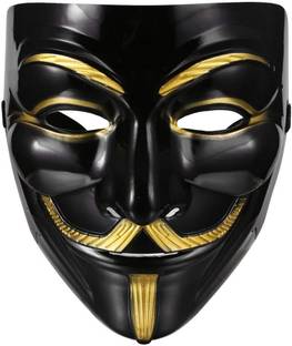 Partyballoonshk V For Vendetta Comic Face Mask Anonymous Guy Fawkes Black Gold Pack Of 2 Party Mask Price In India Buy Partyballoonshk V For Vendetta Comic Face Mask Anonymous Guy