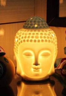 Skyble Vastu/Feng Shui Ceramic Buddha Head Light Diffuser Electric Essential Lamp Decorative Showpiece for Home | Office Table| Shop Decorative Showpiece Decorative Showpiece  -  10 cm