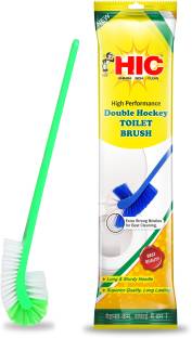 HIC Virgin Plastic Double Hockey Toilet Brush (Standard Size, Multicolour) Plastic Wet and Dry Brush