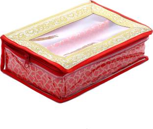 KUBER INDUSTRIES Brocade Hardboard Two Rod Bangle Box (Red) - CTKTC22884 Make Up Vanity Box