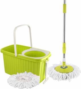 cello Kleeno Hi Clean Spin Mop with 2 refill and 1 liquid dispenser (Green) Wet & Dry Mop