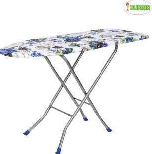 FLIPZON Wooden Self Standing 18" Unique with Iron Stand (Blue Flower) Ironing Board