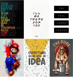 Inspirational Motivational Funny Quotes Posters Poster for Home Living Room  Door Office, Cafe, Hostel, Study room (13x19 Inches, Multicolour) Pack of 6  Paper Print - Quotes & Motivation posters in India -