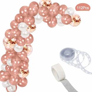 Party Propz Balloon Arch Garland Kit - 112Pcs - Rose Gold Confetti Balloon Garland for Wedding Birthday Baby Shower Party Decorations(Rose Gold, White)