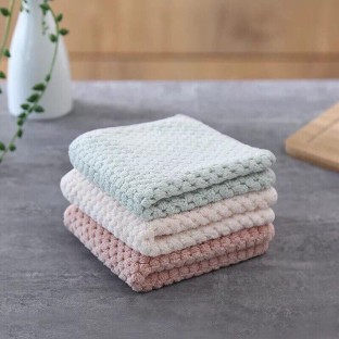 Cleaning Cloth-Double-Sided Microfiber Kitchen Dish Cloth and Lint Free Cleaning Towel,6x10,Highly Absorbent Coral Fleece Dishcloths 10-Pack Rapid Water Absorption and Fast Dry 