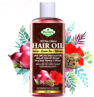 Meralite Onion Hair Oil With Castor Oil, Green Tea, Hibiscus, Argan Oil,  Blackseed Oil, Rosemary Oil And 14 Essential Oils And Natural Extracts For Hair  Growth, Strong And Healthy Hair Oil -