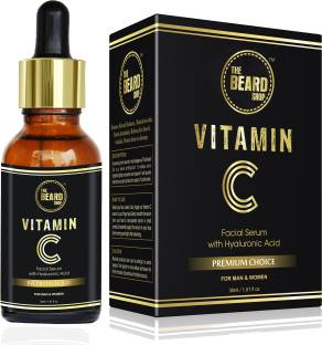 THE BEARD SHOP Vitamin C Skin Brightening Anti Aging, Spotless Skin,Sun Protection, Under Eye Circles, Facial Serum with Vitamin E and Hyaluronic