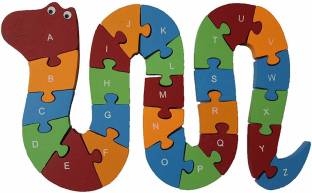 Voolex Wooden Shaped Coloured Snake Puzzle With 26 Alphabets A Z And Numbers 1 26 For Kids To Learn Letters And Numbers Return Gifts Wooden Shaped Coloured Snake Puzzle With 26 Alphabets A Z And Numbers