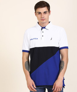 NAUTICA Color Block Men Polo Neck White 