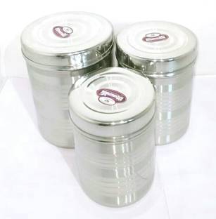 Bhawani Steel Container 500 Ml To 1 5 Kg Size 3 Pcs Dibba Set 750 Ml 1000 Ml 1500 Ml Steel Tea Coffee Sugar Container Price In India Buy Bhawani
