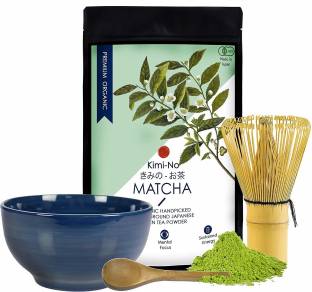Tiamu Japanese Matcha Green Tea Set Tea Spoon Chasen Blue） Matcha Whisk Matcha Whisk Set Bamboo Matcha Tea Set of 4 Traditional Scoop Chashaku Whisk Holder
