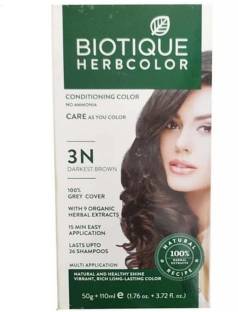 BIOTIQUE Bio Hair Colour N3 50gm+110ml , Darkest Brown - Price in India,  Buy BIOTIQUE Bio Hair Colour N3 50gm+110ml , Darkest Brown Online In India,  Reviews, Ratings & Features 