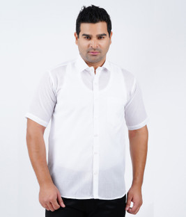 Prakasam Cotton Men Solid Casual White 
