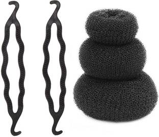 AROOMAN Pack of 3 Size Donut and 2 Styling Clip Bun Maker Hair Accessories for Women/ Girls Hair Accessory Set