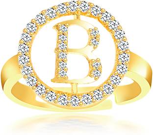 Meenaz Jewellery Stylish Heart Alphabet Letter Initial B Rings For Girls Women Girlfriend Men Boys Couple