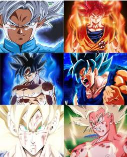 set of 6 goku premium wall room posters dragona ball z wall posters(no need  of tape,size:12x18 inch) Paper Print - Animation & Cartoons posters in  India - Buy art, film, design, movie,