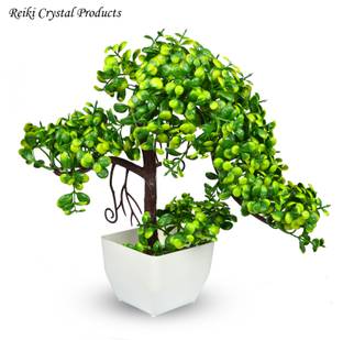Reiki Crystal Products Bonsai Tree Artificial Green White For Home Bonsai Tree Indoor With Pot Artificial