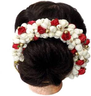 GaDinStylo Hair Bun Gajra Flower Artificial Juda Accessories for Women in  Red White Color Pack of 1 Hair Accessory Set Price in India - Buy  GaDinStylo Hair Bun Gajra Flower Artificial Juda
