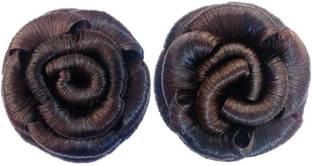AROOMAN Full Artificial Juda Bun for Wedding and Party Hair Accessory Set