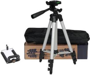Oxhox Tripod-3110 Portable Adjustable Aluminum Lightweight Camera Stand With Three-Dimensional Head & Quick Release Plate For Video Cameras and mobile Tripod Tripod (Black, Silver, Supports Up to 1000 g) Tripod