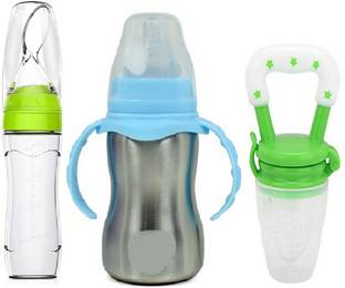Manan Shopee Baby Food Feeder Steel 2 In 1 Bottle Fruit Nibbler Combo Set Buy Baby Care Combo In India Flipkart Com