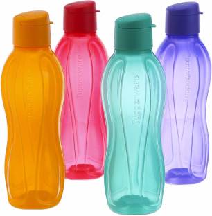 TUPPERWARE Fliptop Plastic Bottle Set, 1 Litre, Set of 4, Multicolour 1000 ml Bottle