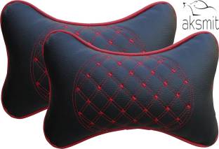 aksmit Black, Red Leatherite Car Pillow Cushion for Universal For Car