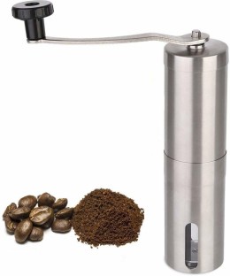 Brewing Grinders for Travel Manual Coffee Grinder with Silicone Handle – Portable Adjustable Ceramic Conical Burr Coffee Bean Mill With Stainless Steel Body & Easy Hand Crank 5.19 x 1.88 inch Small 