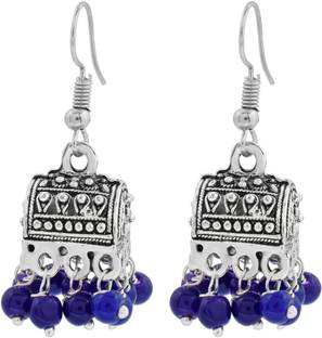 Subharpit Blue Color Silver Oxidized Jhumki Earrings for Women and Girls Subharpit Blue Color Silver Oxidized Jhumki Earrings for Women and Girls
