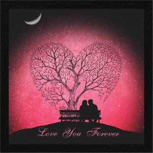 ArtX Love You Forever Romantic Framed Painting For Home Decorative Ink 13 inch x 13 inch Painting