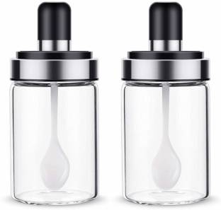 BRIGHTLIGHT TRADERS Glass Food Storage Spice Jars / Pickle Jar / Chutny Jars with Spoon 250ml  - 250 ml Glass Pickle Jar