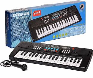 Rubela Piano with dc Output, Mobile Charging, USB and Microphone Included, Black- Multi Color (37 Keys)