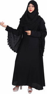 Poly Crepe Self Design Burqa With Hijab 