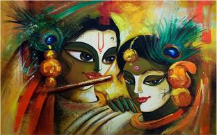 Radha Krishna Love Medium Size Rolled Digital Art Print On