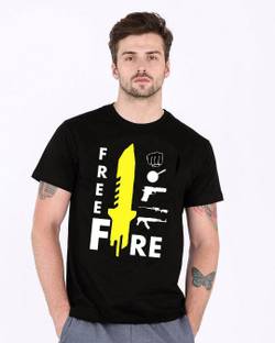 Munrocart Printed Men Round Neck Black T Shirt